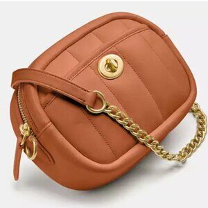 NIB Coach Nappa Leather Camera Bag with Quilting Brown
